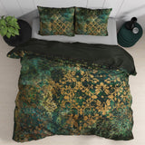 100% Cotton Sateen Duvet Cover Set Venni | Green | Single - 140cm (W) x 220cm (L) - The Bedding & Blankets Store