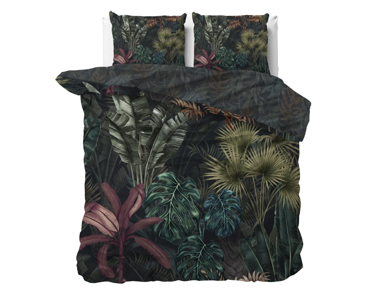 100% Cotton Sateen Duvet Cover Set Violeta | Green | Double - 200cm (W) x 220cm (L) - The Bedding & Blankets Store