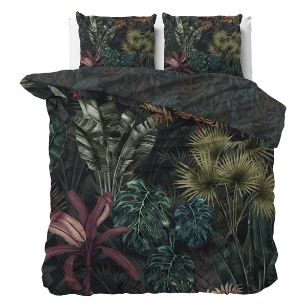 100% Cotton Sateen Duvet Cover Set Violeta | Green | Double - 200cm (W) x 220cm (L) - The Bedding & Blankets Store