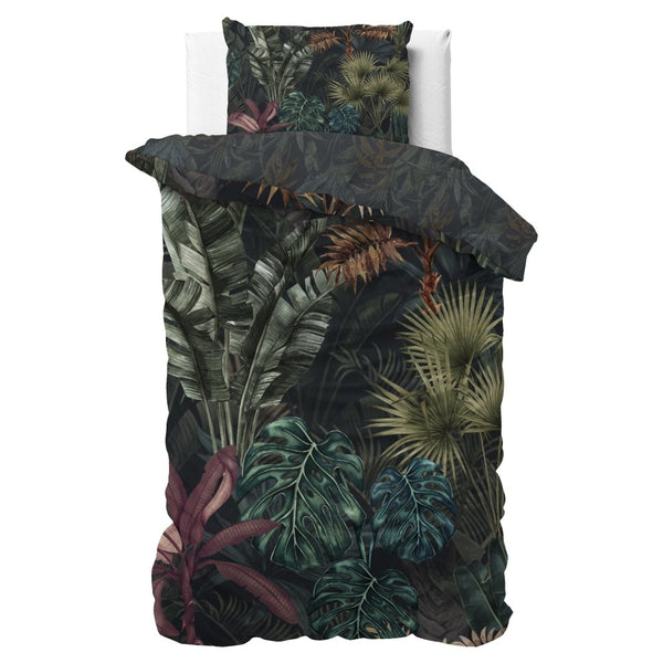 100% Cotton Sateen Duvet Cover Set Violeta | Green | Single - 140cm (W) x 220cm (L) - The Bedding & Blankets Store