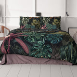 100% Cotton Sateen Duvet Cover Set Violeta | Green | Single - 140cm (W) x 220cm (L) - The Bedding & Blankets Store