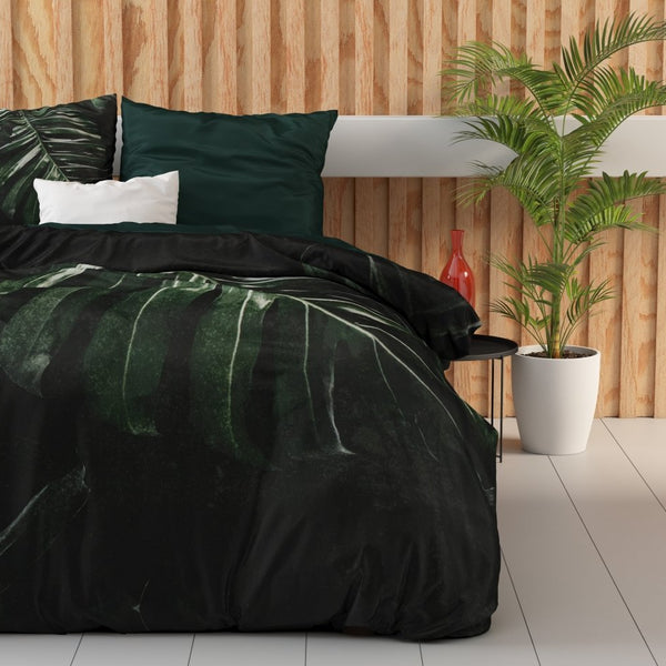100% Cotton Sateen Duvet Cover Set Walker | Green | Single - 140cm (W) x 220cm (L) - The Bedding & Blankets Store