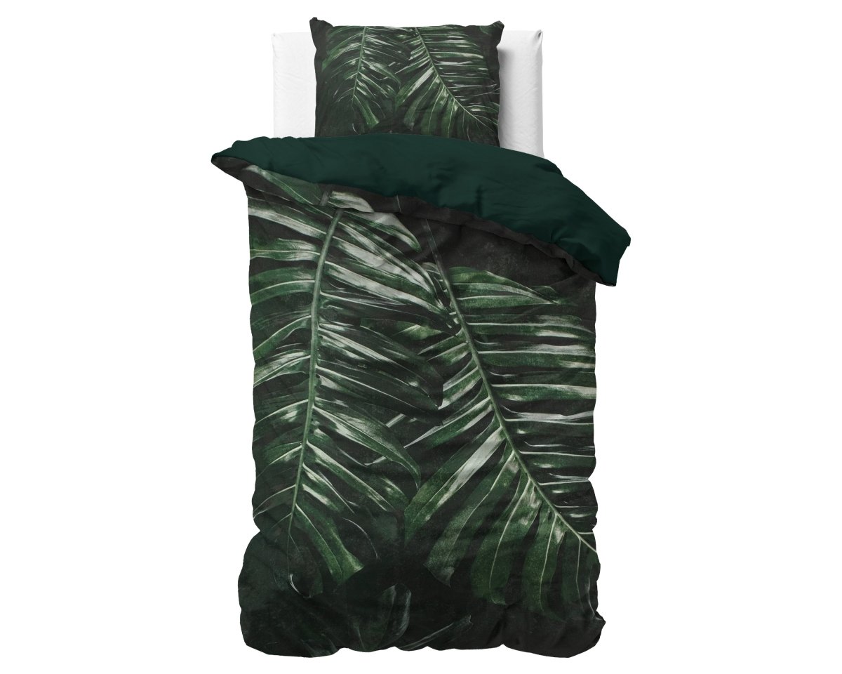 100% Cotton Sateen Duvet Cover Set Walker | Green | Single - 140cm (W) x 220cm (L) - The Bedding & Blankets Store