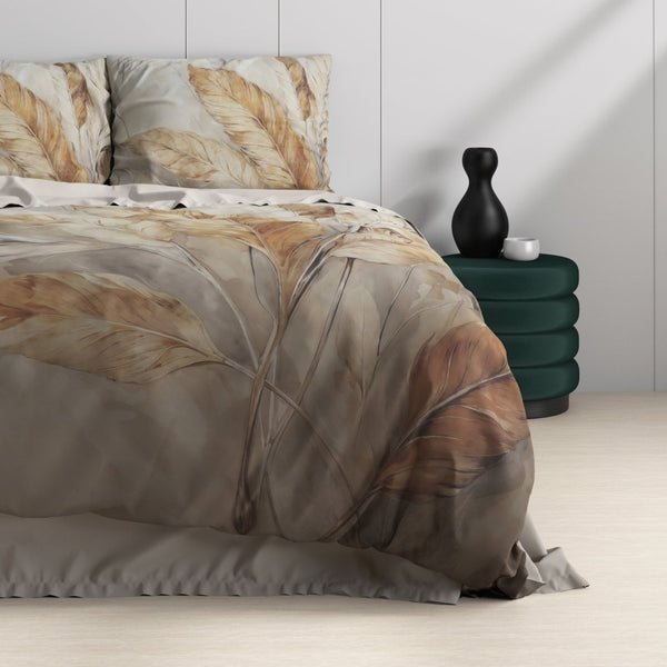 100% Cotton Sateen Duvet Cover Set Whole Nature | Sand | Single - 140cm (W) x 220cm (L) - The Bedding & Blankets Store