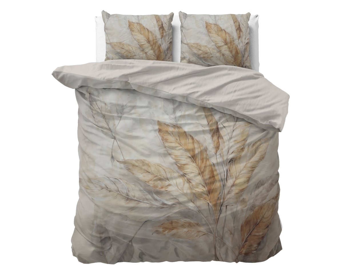 100% Cotton Sateen Duvet Cover Set Whole Nature | Sand | Single - 140cm (W) x 220cm (L) - The Bedding & Blankets Store