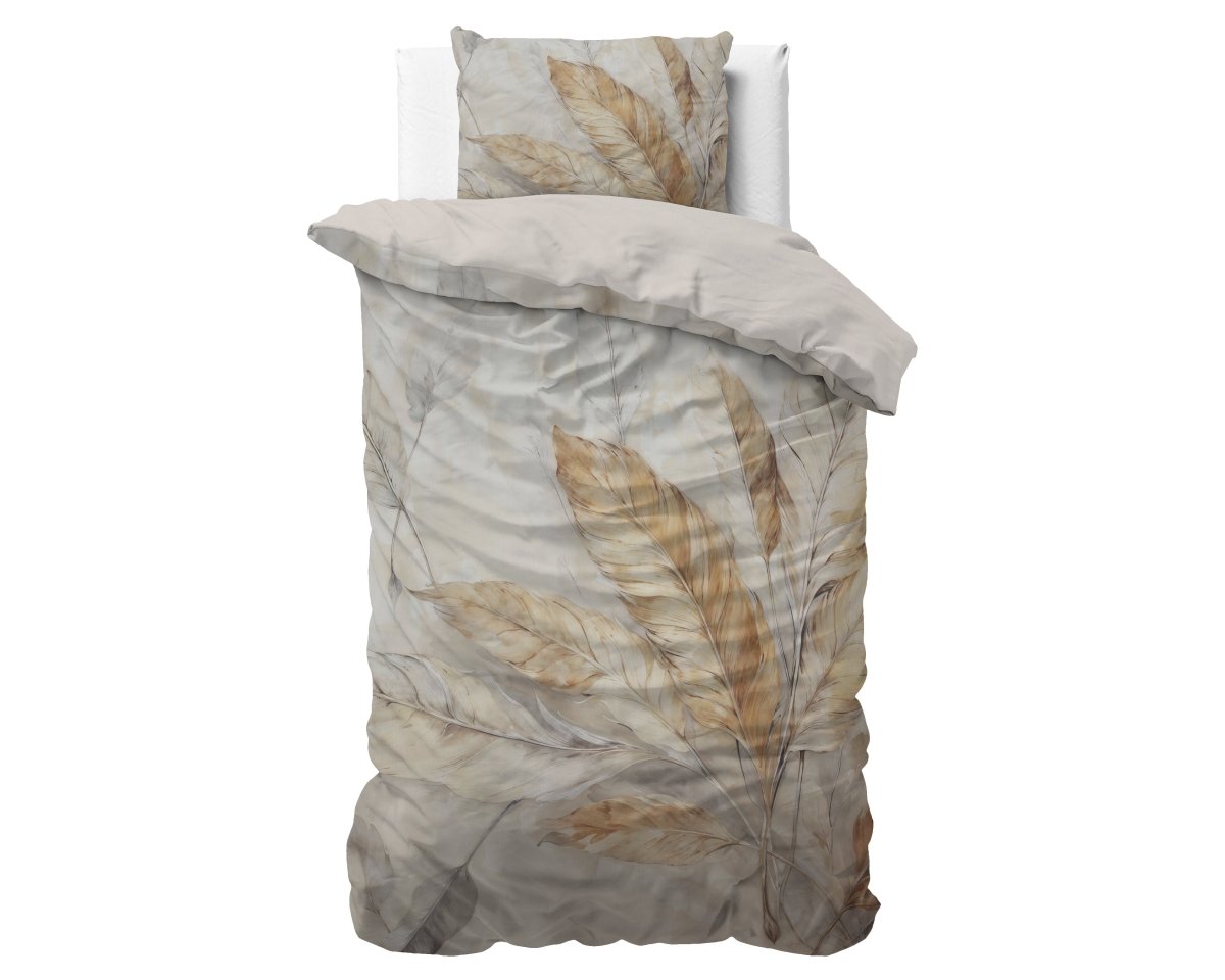 100% Cotton Sateen Duvet Cover Set Whole Nature | Sand | Single - 140cm (W) x 220cm (L) - The Bedding & Blankets Store