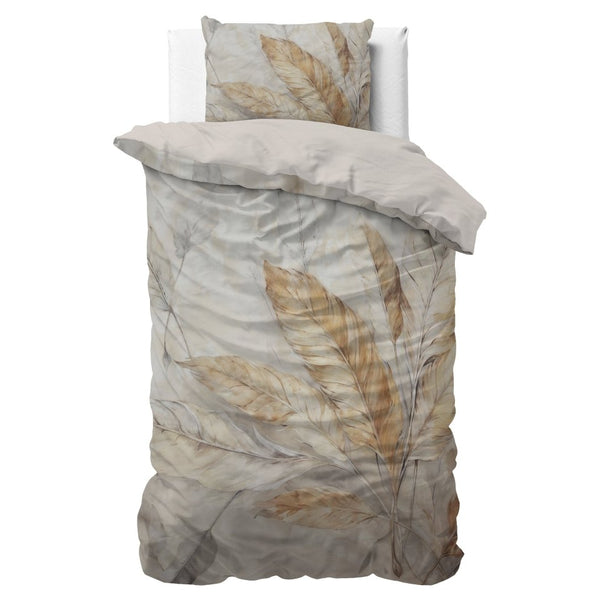 100% Cotton Sateen Duvet Cover Set Whole Nature | Sand | Single - 140cm (W) x 220cm (L) - The Bedding & Blankets Store