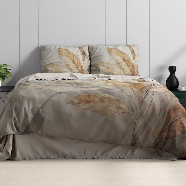 100% Cotton Sateen Duvet Cover Set Whole Nature | Sand | Single - 140cm (W) x 220cm (L) - The Bedding & Blankets Store