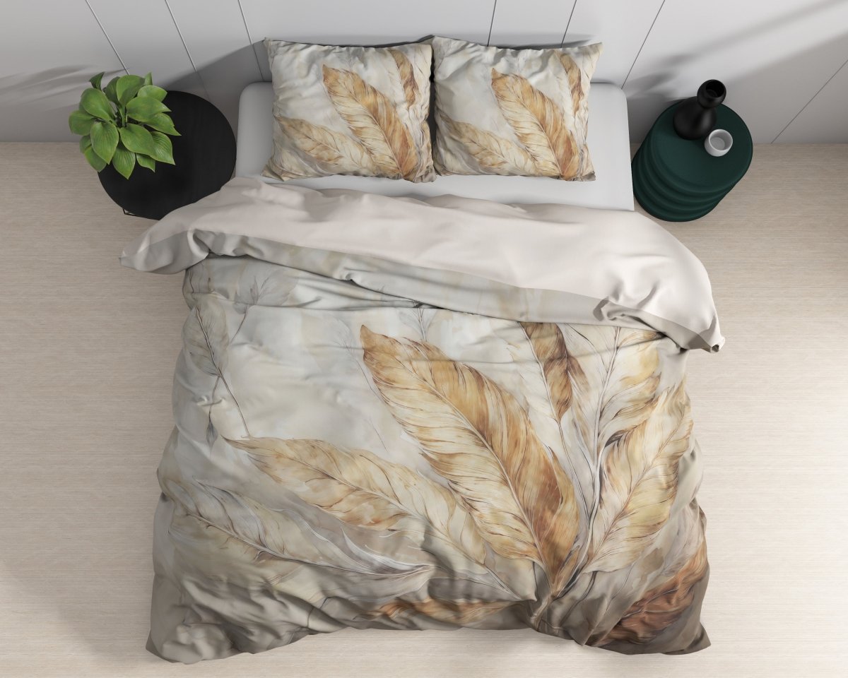 100% Cotton Sateen Duvet Cover Set Whole Nature | Sand | Single - 140cm (W) x 220cm (L) - The Bedding & Blankets Store