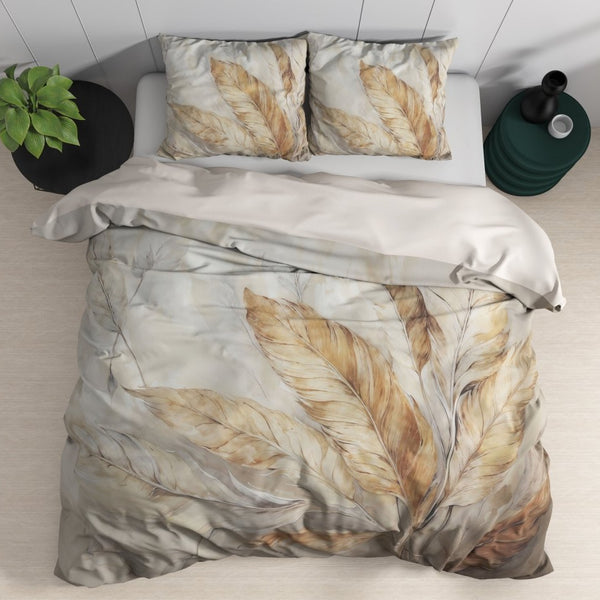 100% Cotton Sateen Duvet Cover Set Whole Nature | Sand | Single - 140cm (W) x 220cm (L) - The Bedding & Blankets Store