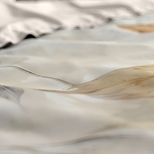100% Cotton Sateen Duvet Cover Set Whole Nature | Sand | Single - 140cm (W) x 220cm (L) - The Bedding & Blankets Store