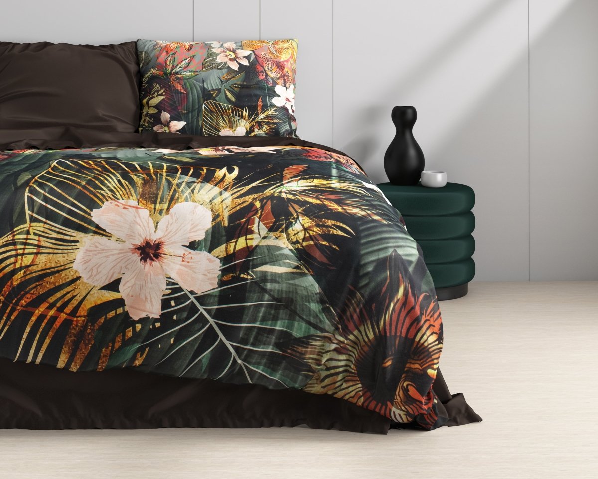 100% Cotton Sateen Duvet Cover Set Wild Rose 2 | Multicolour | Double - 200cm (W) x 220cm (L) - The Bedding & Blankets Store
