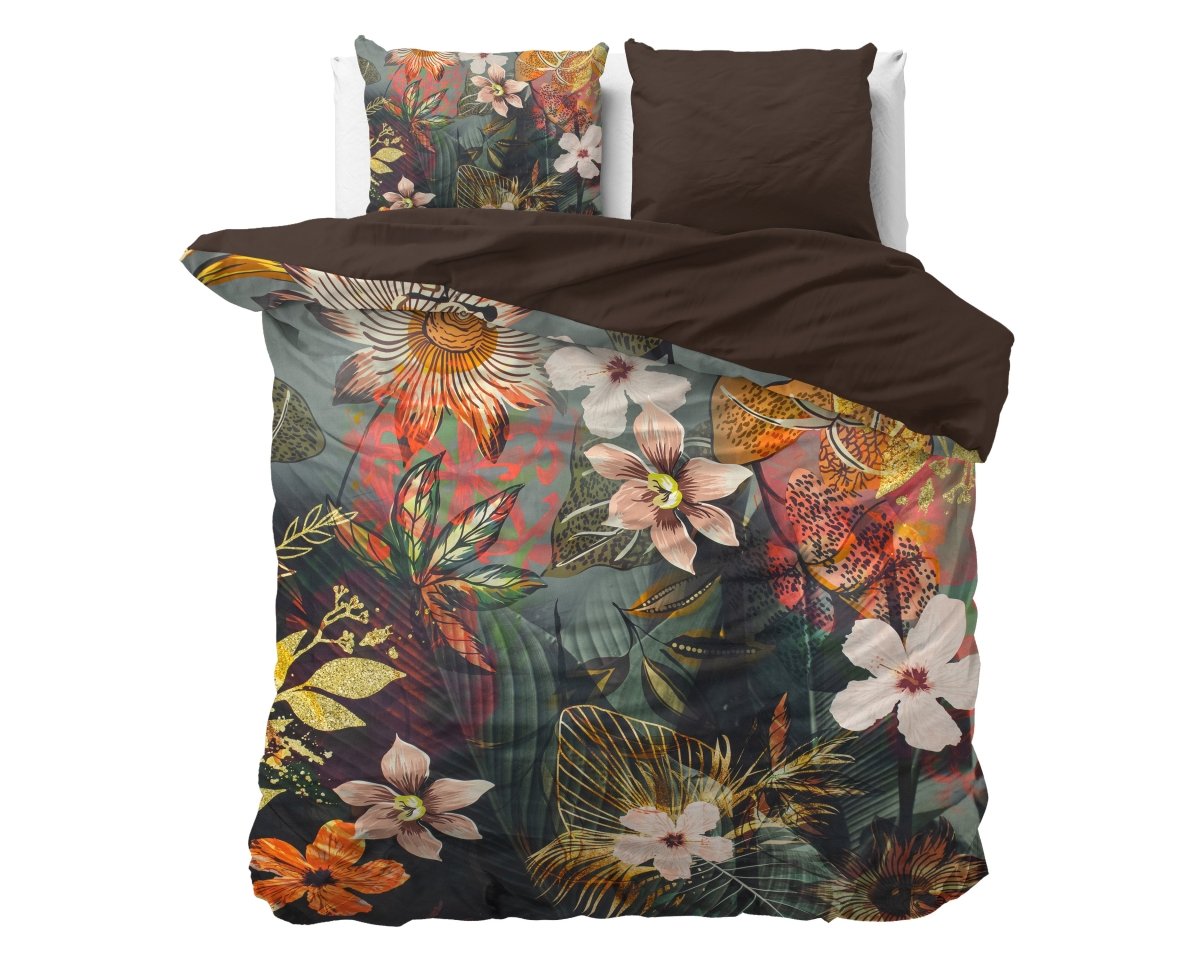 100% Cotton Sateen Duvet Cover Set Wild Rose 2 | Multicolour | Double - 200cm (W) x 220cm (L) - The Bedding & Blankets Store