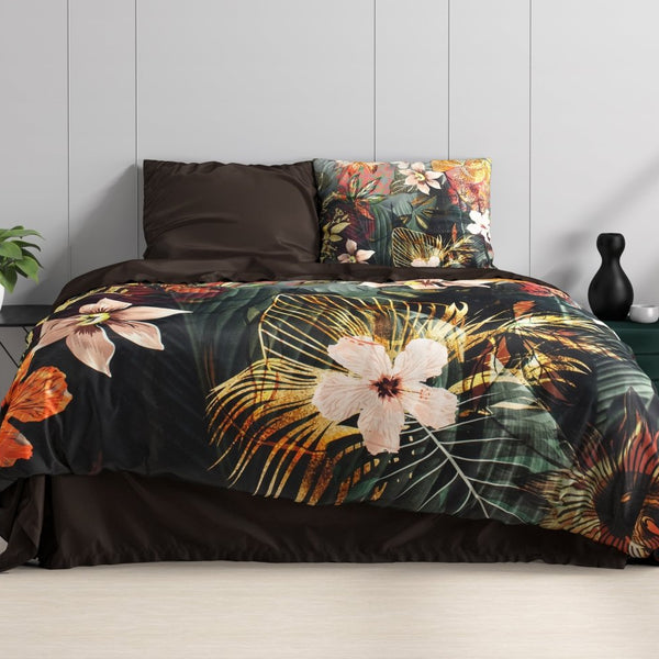 100% Cotton Sateen Duvet Cover Set Wild Rose 2 | Multicolour | Single - 140cm (W) x 220cm (L) - The Bedding & Blankets Store