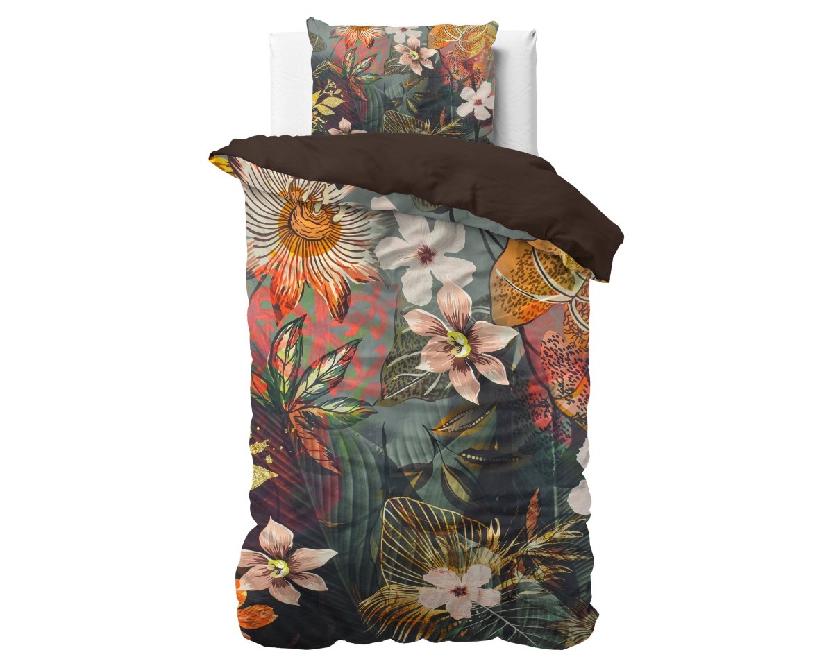 100% Cotton Sateen Duvet Cover Set Wild Rose 2 | Multicolour | Single - 140cm (W) x 220cm (L) - The Bedding & Blankets Store