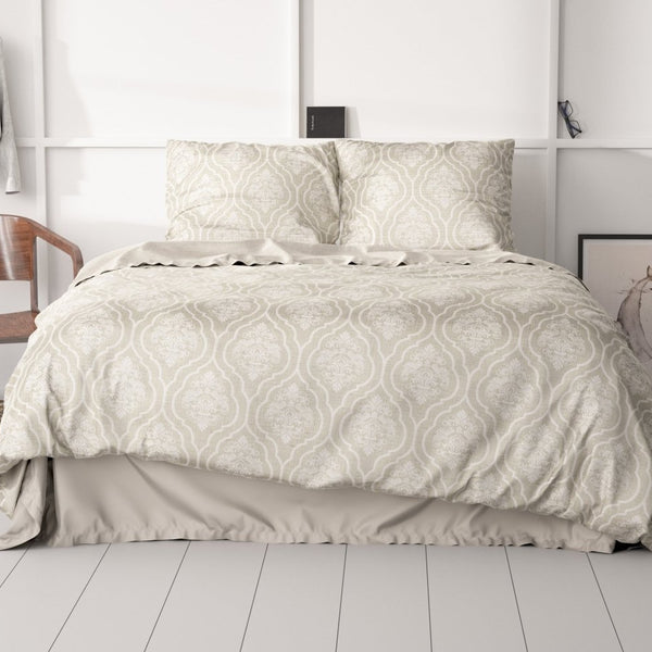 100% Cotton Sateen Duvet Cover Set Yaco | Sand | Double - 200cm (W) x 220cm (L) - The Bedding & Blankets Store