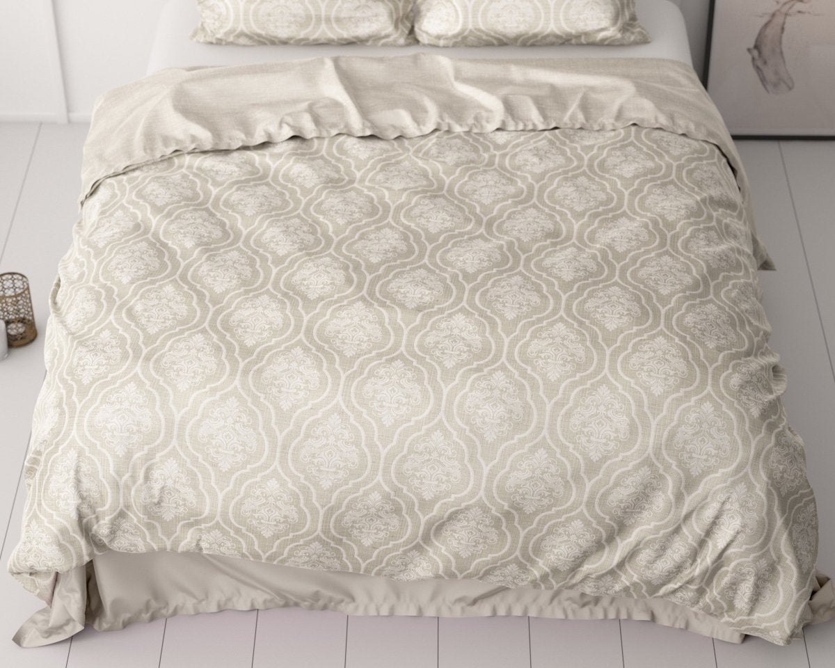 100% Cotton Sateen Duvet Cover Set Yaco | Sand | Single - 140cm (W) x 220cm (L) - The Bedding & Blankets Store