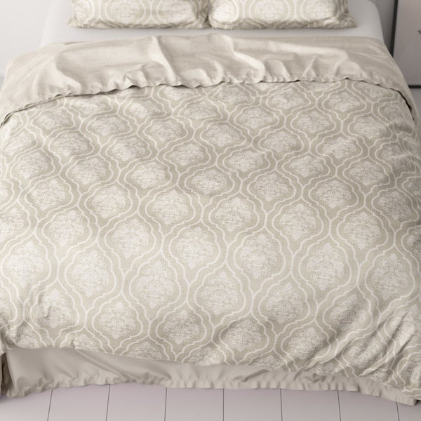 100% Cotton Sateen Duvet Cover Set Yaco | Sand | Single - 140cm (W) x 220cm (L) - The Bedding & Blankets Store