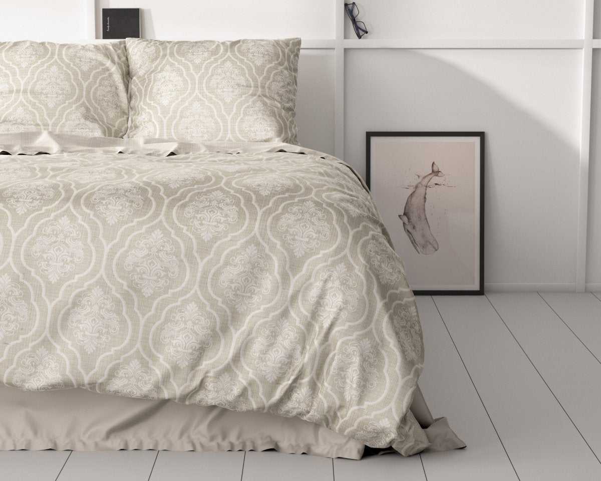 100% Cotton Sateen Duvet Cover Set Yaco | Sand | Single - 140cm (W) x 220cm (L) - The Bedding & Blankets Store