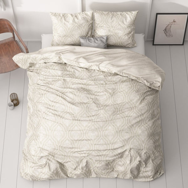 100% Cotton Sateen Duvet Cover Set Yaco | Sand | Single - 140cm (W) x 220cm (L) - The Bedding & Blankets Store