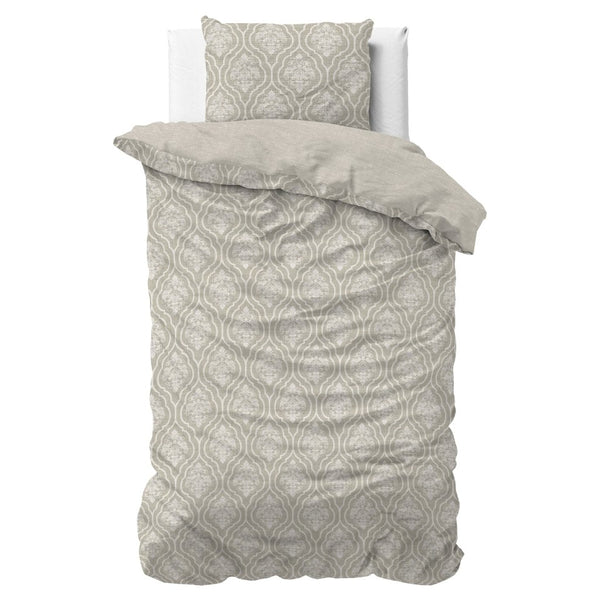 100% Cotton Sateen Duvet Cover Set Yaco | Sand | Single - 140cm (W) x 220cm (L) - The Bedding & Blankets Store