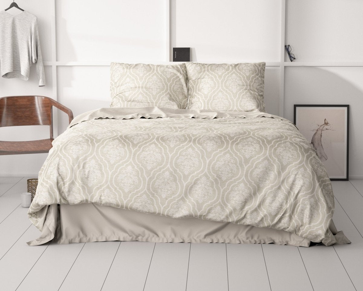100% Cotton Sateen Duvet Cover Set Yaco | Sand | Single - 140cm (W) x 220cm (L) - The Bedding & Blankets Store