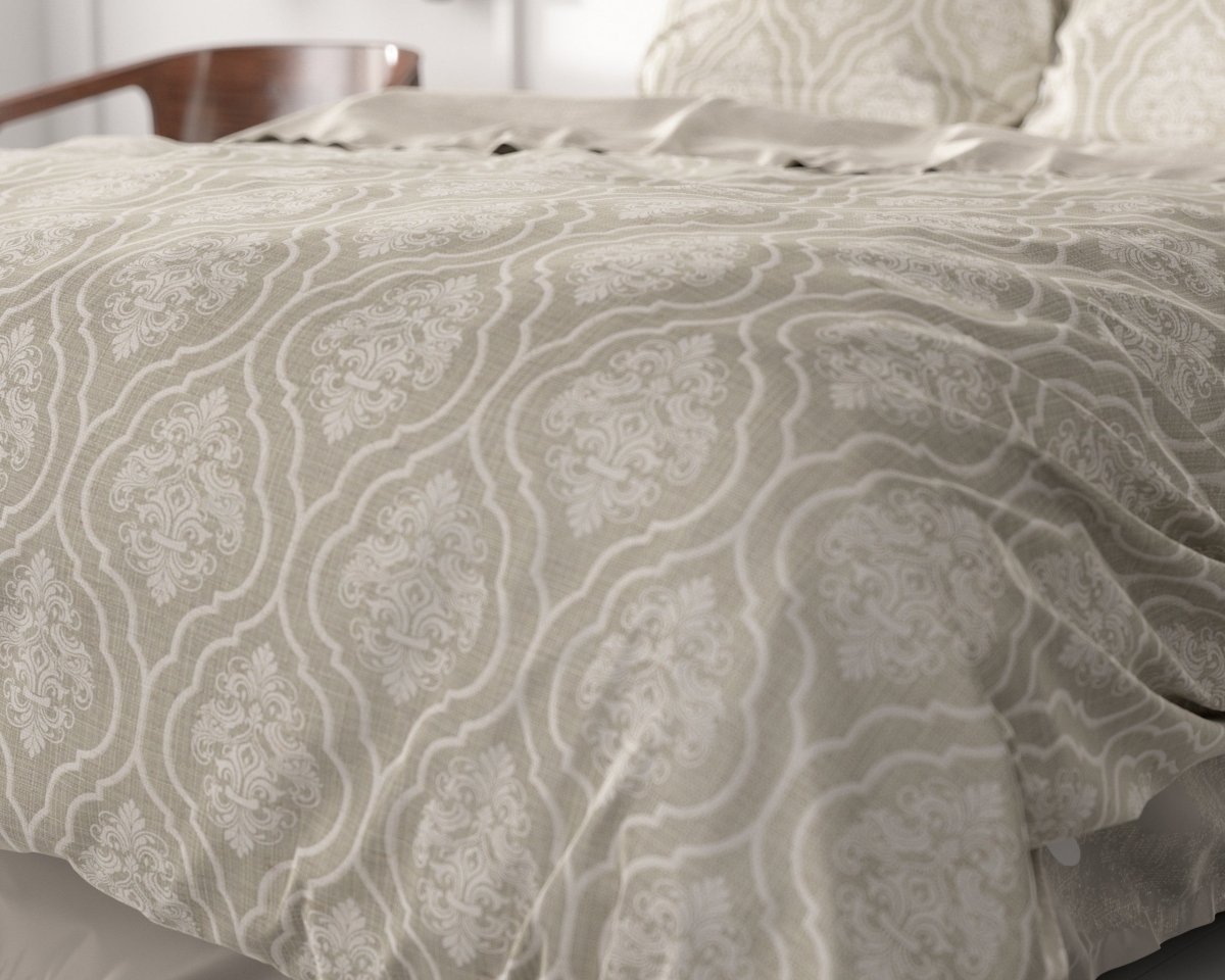 100% Cotton Sateen Duvet Cover Set Yaco | Sand | Single - 140cm (W) x 220cm (L) - The Bedding & Blankets Store