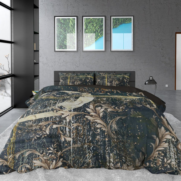 100% Cotton Sateen Duvet Cover Set Yasmin | Gold | Double - 200cm (W) x 220cm (L) - The Bedding & Blankets Store
