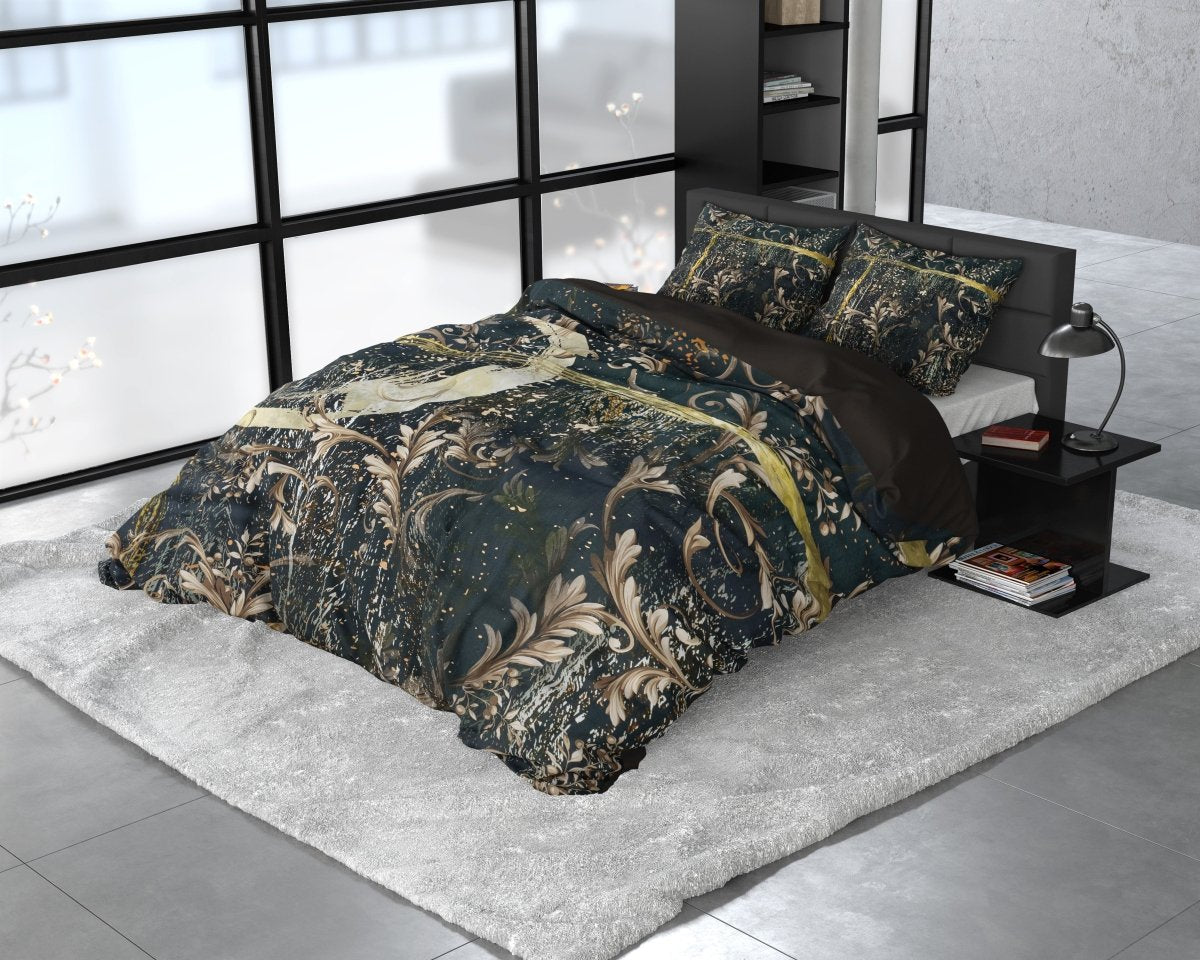 100% Cotton Sateen Duvet Cover Set Yasmin | Gold | Double - 200cm (W) x 220cm (L) - The Bedding & Blankets Store