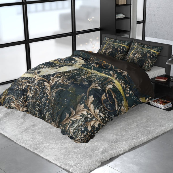 100% Cotton Sateen Duvet Cover Set Yasmin | Gold | Double - 200cm (W) x 220cm (L) - The Bedding & Blankets Store