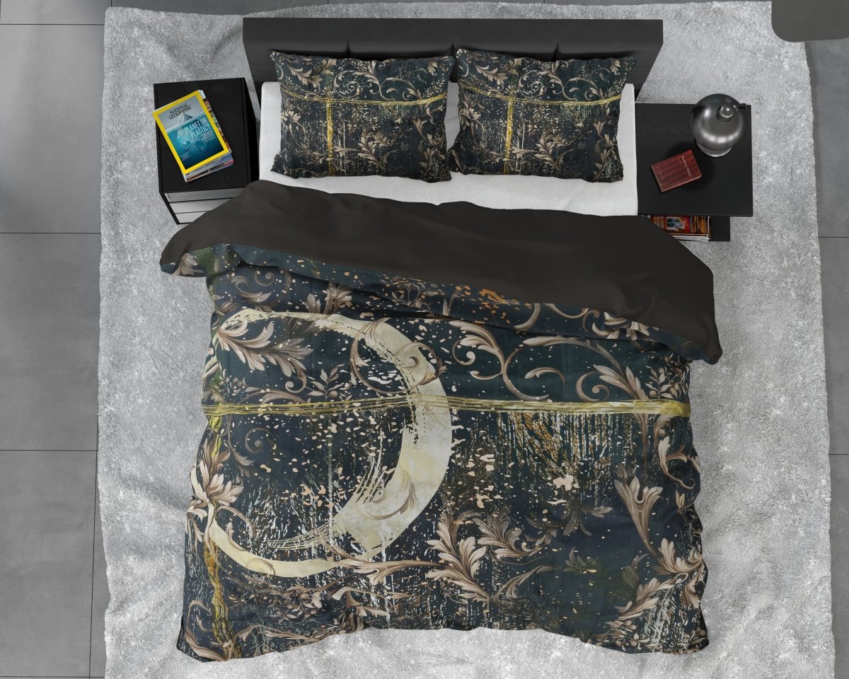 100% Cotton Sateen Duvet Cover Set Yasmin | Gold | Double - 200cm (W) x 220cm (L) - The Bedding & Blankets Store