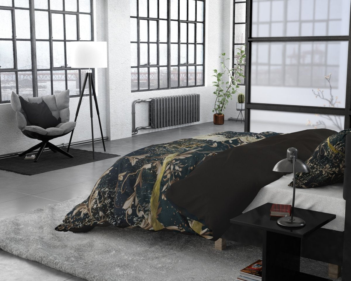 100% Cotton Sateen Duvet Cover Set Yasmin | Gold | Single - 140cm (W) x 220cm (L) - The Bedding & Blankets Store