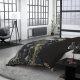 100% Cotton Sateen Duvet Cover Set Yasmin | Gold | Single - 140cm (W) x 220cm (L) - The Bedding & Blankets Store