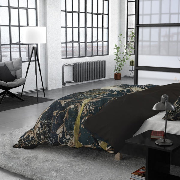 100% Cotton Sateen Duvet Cover Set Yasmin | Gold | Single - 140cm (W) x 220cm (L) - The Bedding & Blankets Store