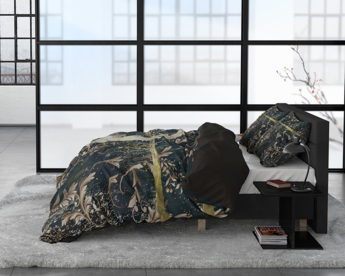 100% Cotton Sateen Duvet Cover Set Yasmin | Gold | Single - 140cm (W) x 220cm (L) - The Bedding & Blankets Store