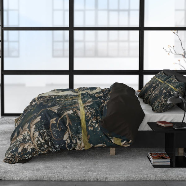 100% Cotton Sateen Duvet Cover Set Yasmin | Gold | Single - 140cm (W) x 220cm (L) - The Bedding & Blankets Store