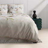 100% Cotton Satin Duvet Cover Set Magnolo | White | King - 240cm (W) x 220cm (L) - The Bedding & Blankets Store