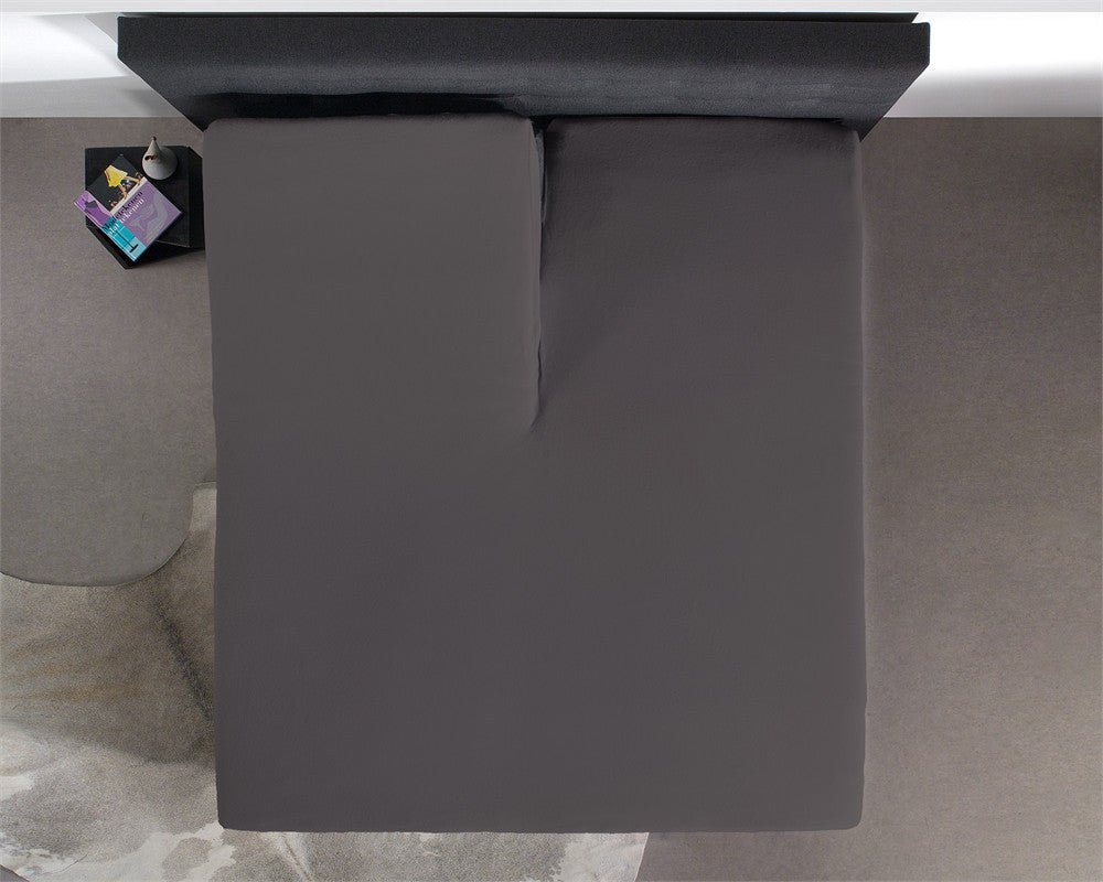 100% Cotton Split - Topper Fitted Sheet | Anthracite Grey | Double 140 x 200cm (L) x 15cm (D) - The Bedding & Blankets Store