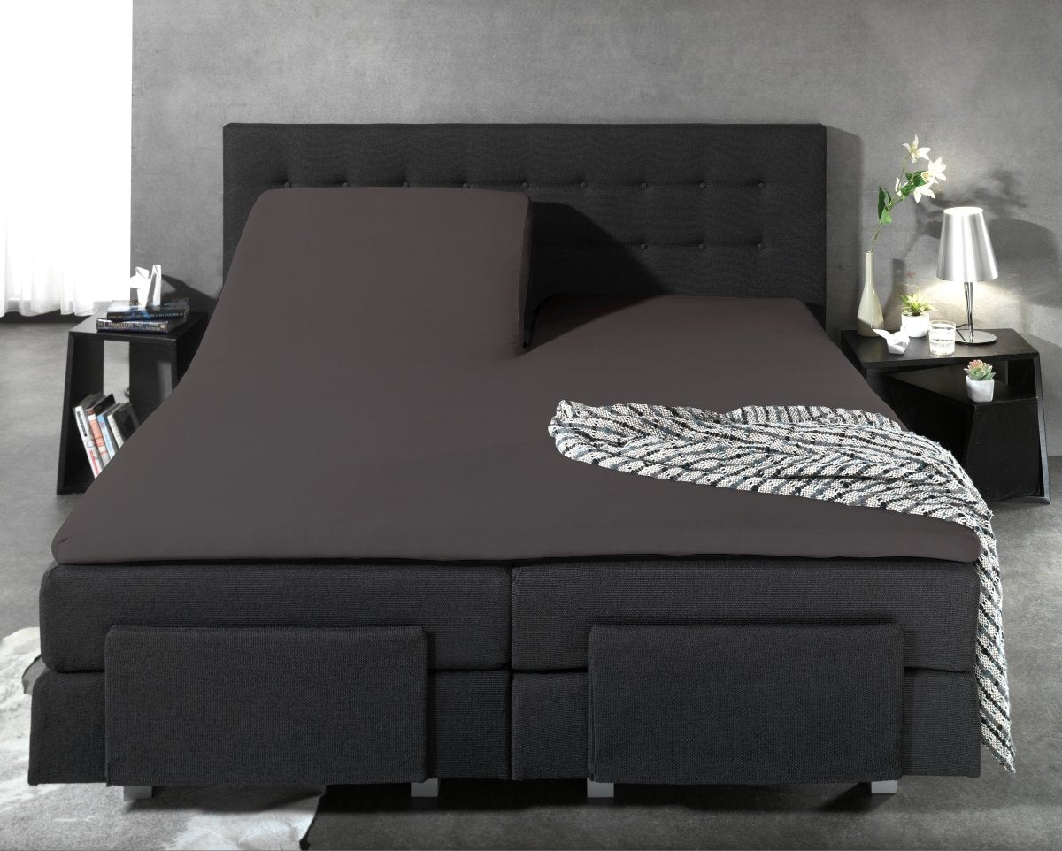 100% Cotton Split - Topper Fitted Sheet | Anthracite Grey | Double 140 x 200cm (L) x 15cm (D) - The Bedding & Blankets Store