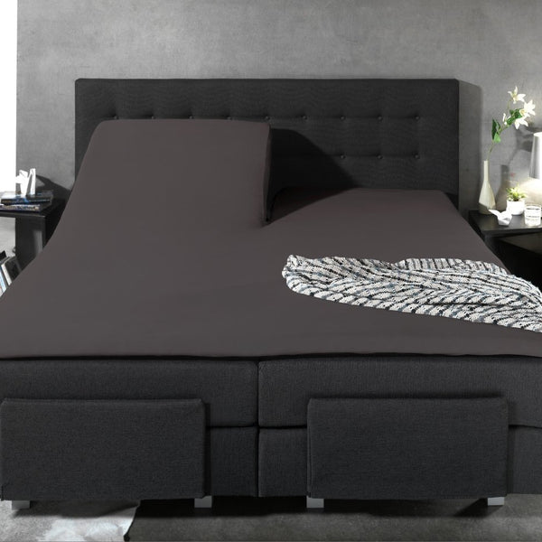 100% Cotton Split - Topper Fitted Sheet | Anthracite Grey | Double 140 x 200cm (L) x 15cm (D) - The Bedding & Blankets Store