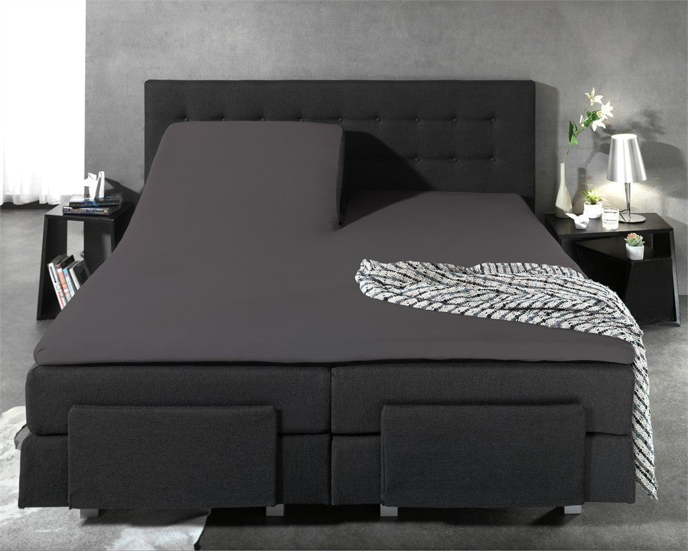 100% Cotton Split - Topper Fitted Sheet | Anthracite Grey | Double 140 x 200cm (L) x 15cm (D) - The Bedding & Blankets Store