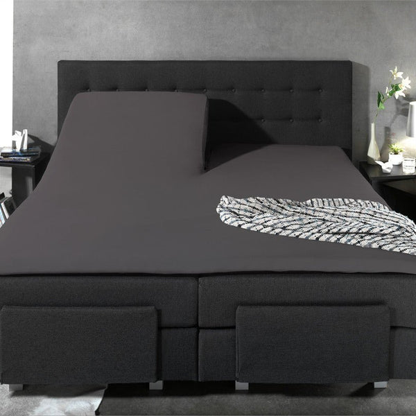 100% Cotton Split - Topper Fitted Sheet | Anthracite Grey | Double 140 x 200cm (L) x 15cm (D) - The Bedding & Blankets Store