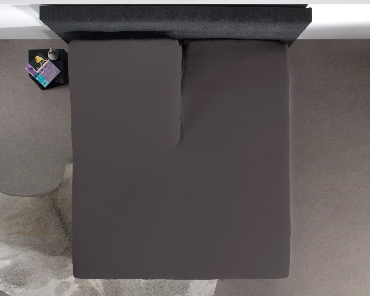 100% Cotton Split - Topper Fitted Sheet | Anthracite Grey | Double 140 x 200cm (L) x 15cm (D) - The Bedding & Blankets Store