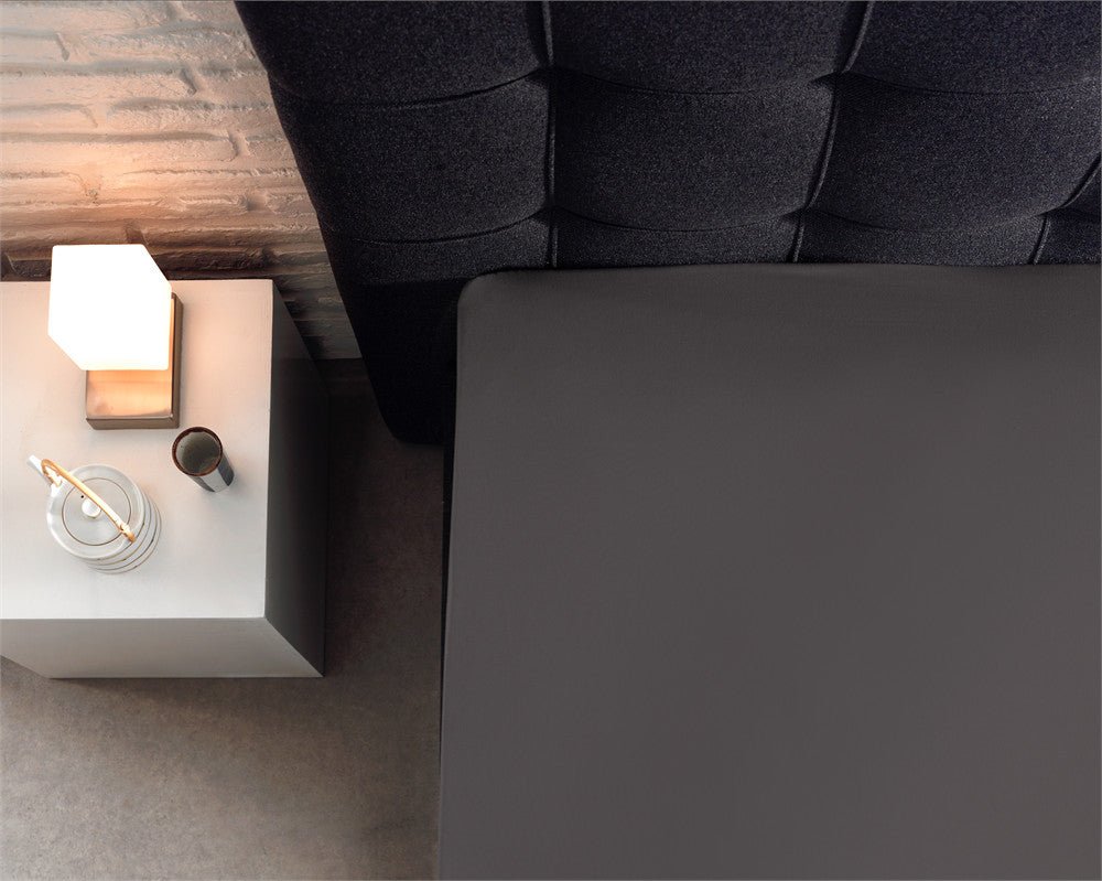 100% Cotton Split - Topper Fitted Sheet | Anthracite Grey | Double 140 x 200cm (L) x 15cm (D) - The Bedding & Blankets Store