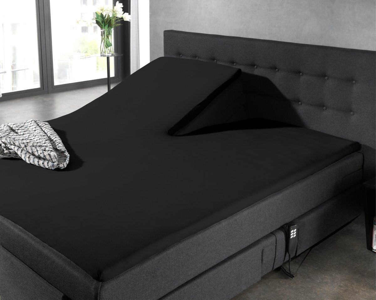 100% Cotton Split - Topper Fitted Sheet | Black | Double 140 x 200cm (L) x 15cm (D) - The Bedding & Blankets Store