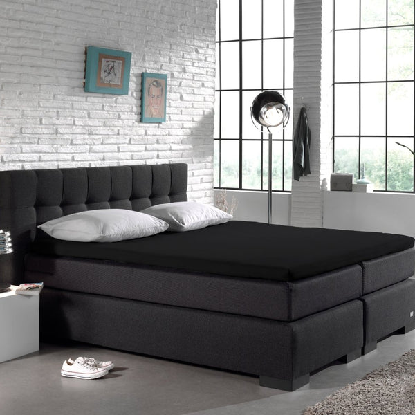 100% Cotton Split - Topper Fitted Sheet | Black | Double 140 x 200cm (L) x 15cm (D) - The Bedding & Blankets Store