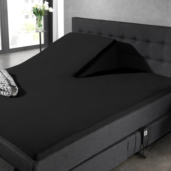 100% Cotton Split - Topper Fitted Sheet | Black | Double 140 x 200cm (L) x 15cm (D) - The Bedding & Blankets Store