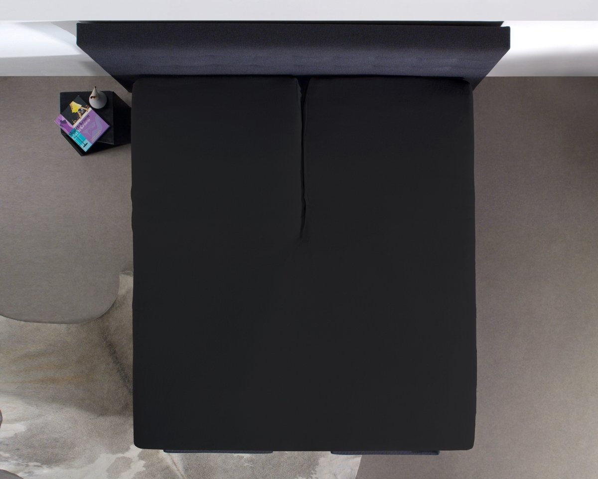 100% Cotton Split - Topper Fitted Sheet | Black | Double 140 x 200cm (L) x 15cm (D) - The Bedding & Blankets Store