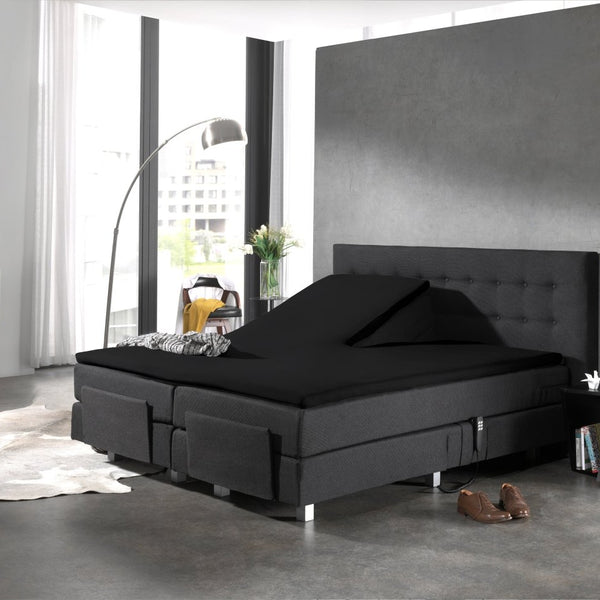 100% Cotton Split - Topper Fitted Sheet | Black | Double 140 x 200cm (L) x 15cm (D) - The Bedding & Blankets Store