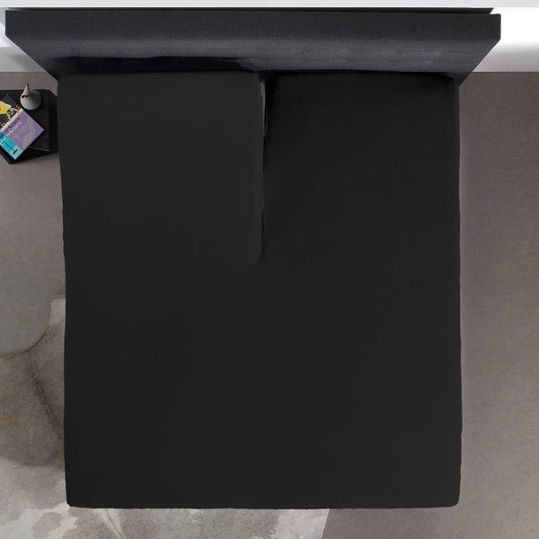 100% Cotton Split - Topper Fitted Sheet | Black | Double 140 x 200cm (L) x 15cm (D) - The Bedding & Blankets Store